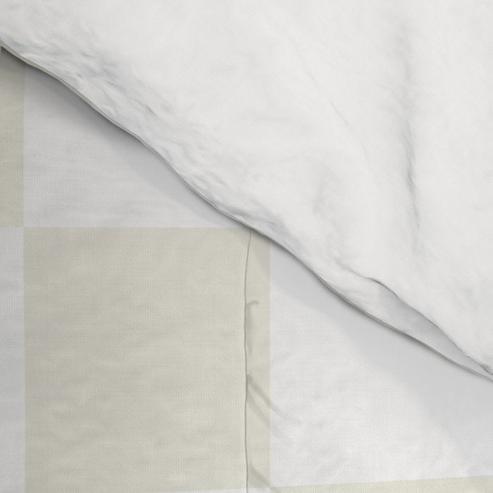 Checkerboard Check Pattern in Pale Light Neutral Beige on White Comforter Gallery Image 4