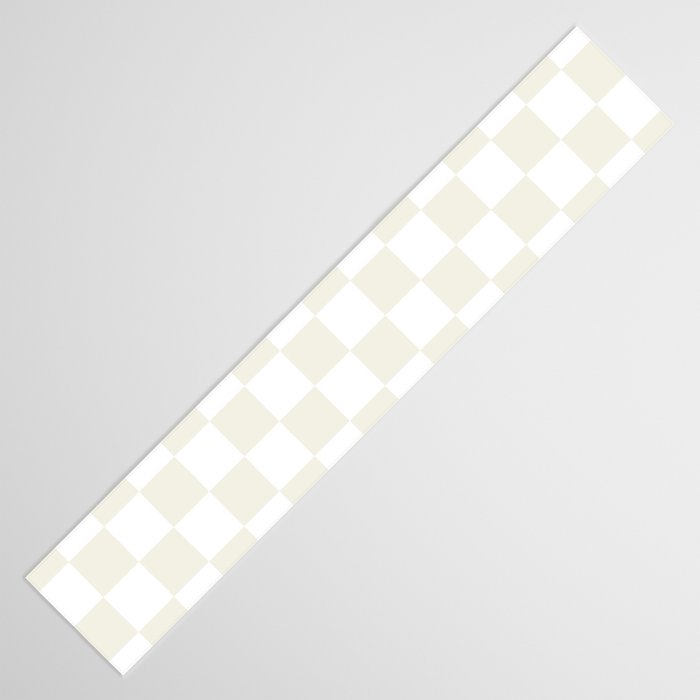 Checkerboard Check Pattern in Pale Light Neutral Beige on White Table Runner Gallery Image 3