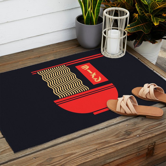 Ramen Minimal - Black Outdoor Rug Gallery Image 2
