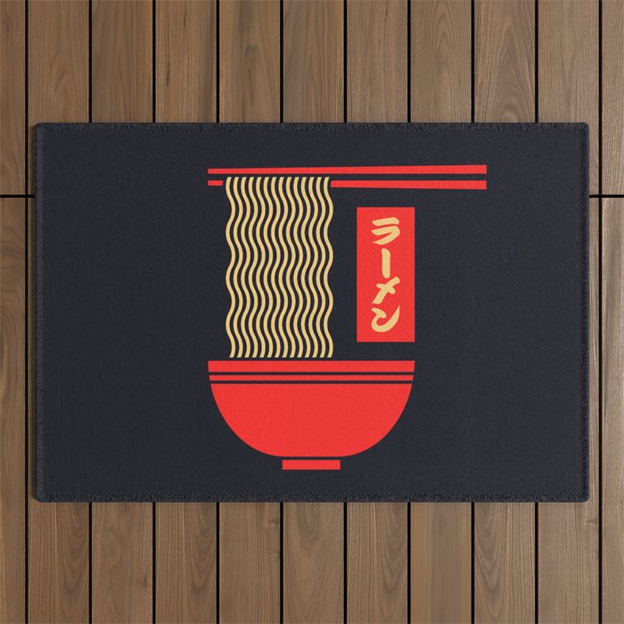 Ramen Minimal - Black Outdoor Rug Gallery Image 1