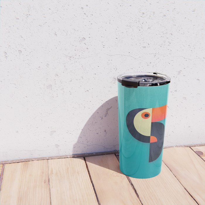 Toucan Geometric - Aqua Travel Mug Gallery Image 4