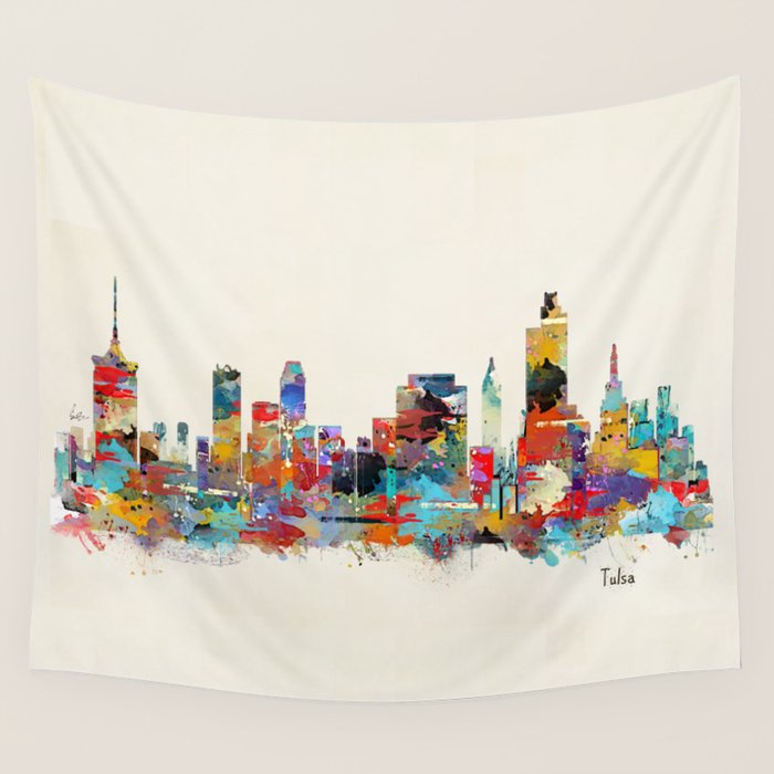 Tulsa Oklahoma skyline Wall Tapestry Gallery Image 4