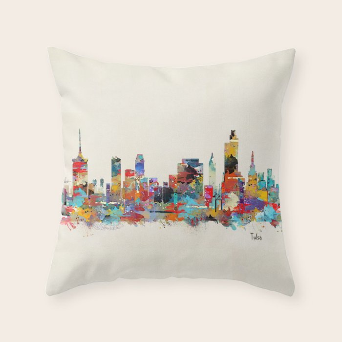 Tulsa Oklahoma skyline Throw Pillow Gallery Image 1