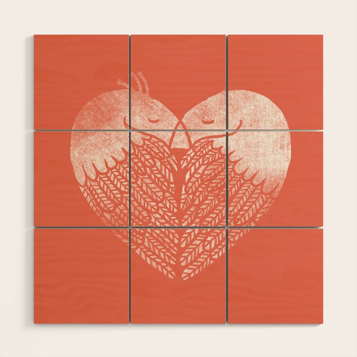 Love birds sitting on a tree Wood Wall Art Gallery Image 1