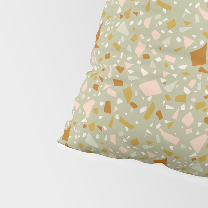 Mediterranean Terrazzo Mosaic Sage Peach Gold  Pillow Sham Gallery Image 4