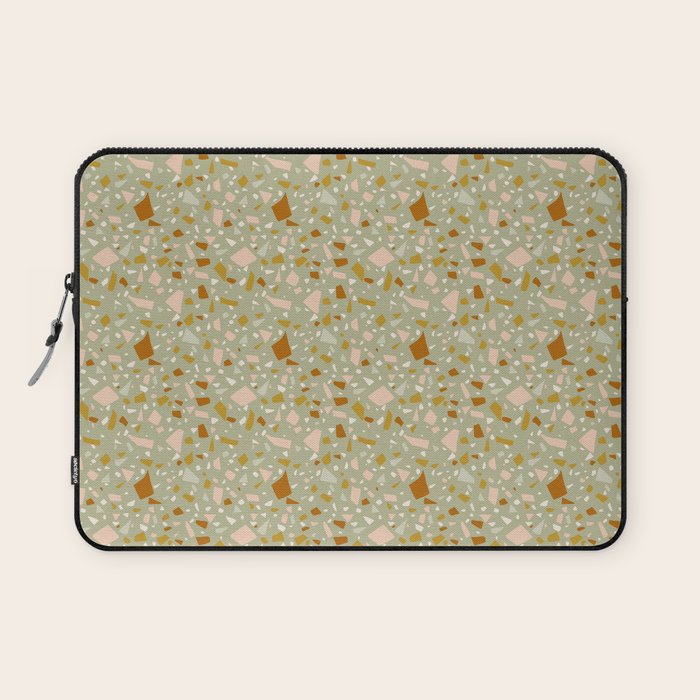 Mediterranean Terrazzo Mosaic Sage Peach Gold  Laptop Sleeve Gallery Image 1