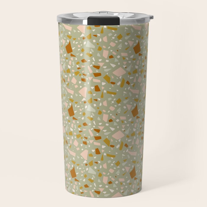 Mediterranean Terrazzo Mosaic Sage Peach Gold  Travel Mug Gallery Image 1