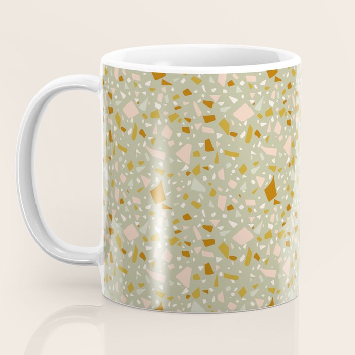 Mediterranean Terrazzo Mosaic Sage Peach Gold  Coffee Mug Gallery Image 3