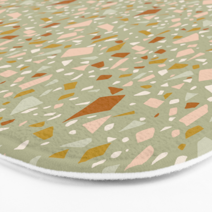 Mediterranean Terrazzo Mosaic Sage Peach Gold  Bath Mat Gallery Image 3