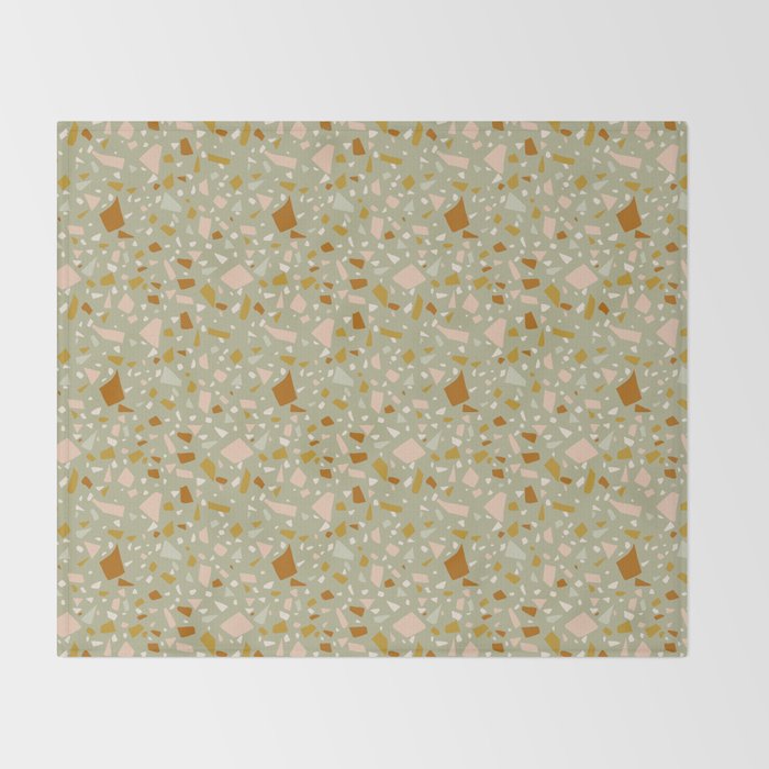 Mediterranean Terrazzo Mosaic Sage Peach Gold  Throw Blanket Gallery Image 2