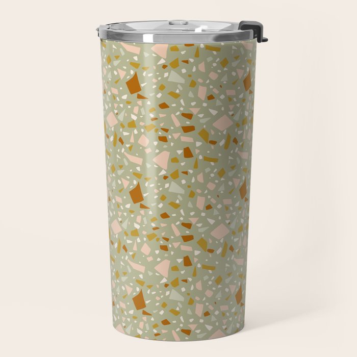 Mediterranean Terrazzo Mosaic Sage Peach Gold  Travel Mug Gallery Image 2