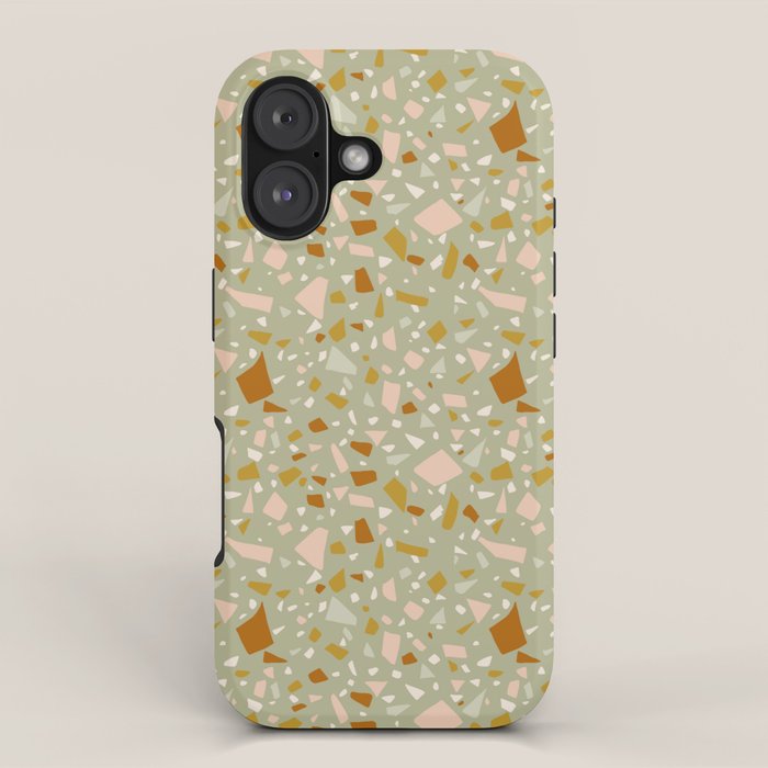 Mediterranean Terrazzo Mosaic Sage Peach Gold  iPhone Case Gallery Image 1
