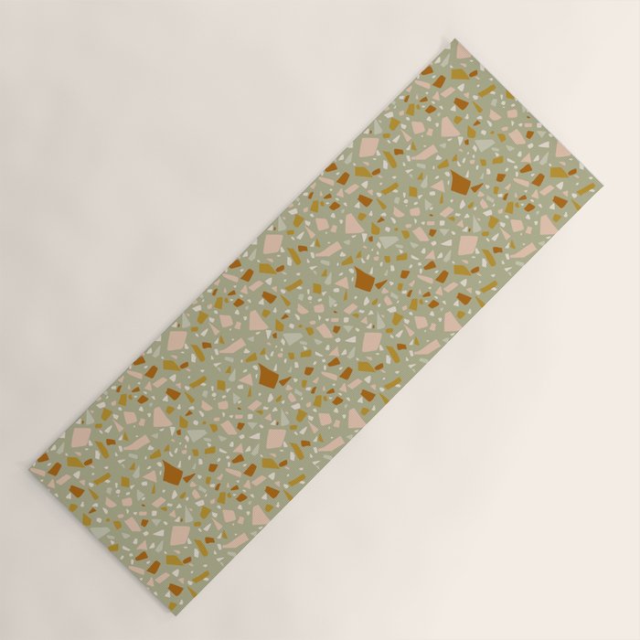 Mediterranean Terrazzo Mosaic Sage Peach Gold  Yoga Mat Gallery Image 1