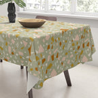 Mediterranean Terrazzo Mosaic Sage Peach Gold  Tablecloth Gallery Image 3
