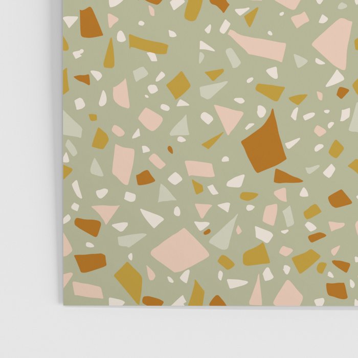 Mediterranean Terrazzo Mosaic Sage Peach Gold  Poster Gallery Image 3