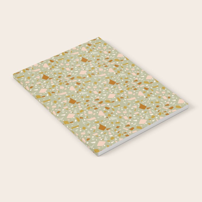Mediterranean Terrazzo Mosaic Sage Peach Gold  Notebook Gallery Image 1
