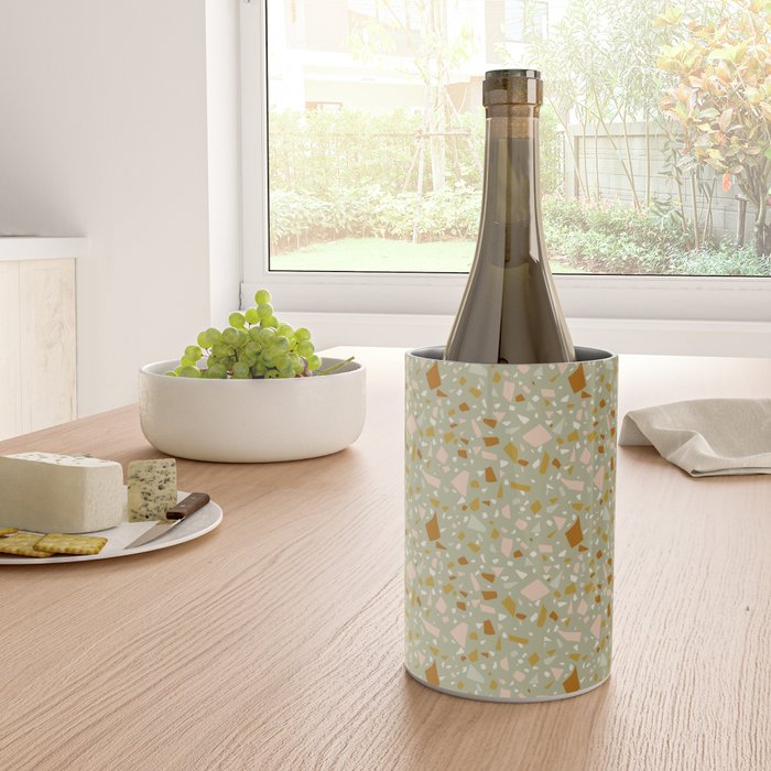 Mediterranean Terrazzo Mosaic Sage Peach Gold  Wine Chiller Gallery Image 4