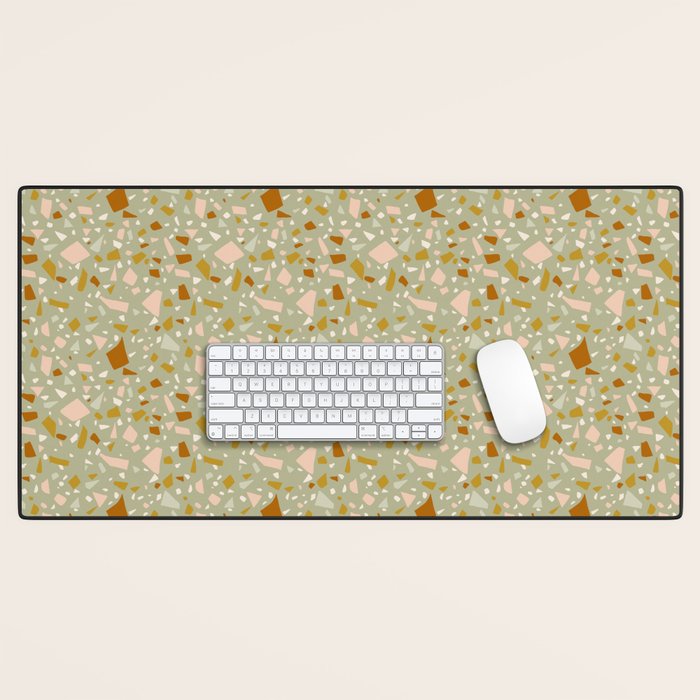 Mediterranean Terrazzo Mosaic Sage Peach Gold  Desk Mat Gallery Image 1