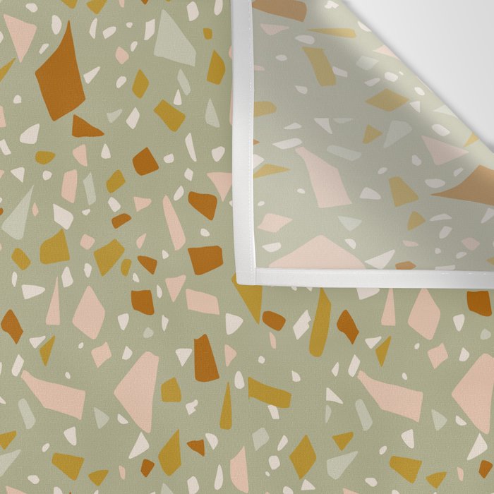 Mediterranean Terrazzo Mosaic Sage Peach Gold  Wall Tapestry Gallery Image 3