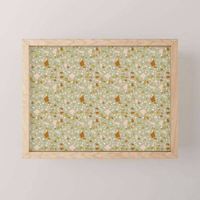 Mediterranean Terrazzo Mosaic Sage Peach Gold  Mini Art Print Gallery Image 1