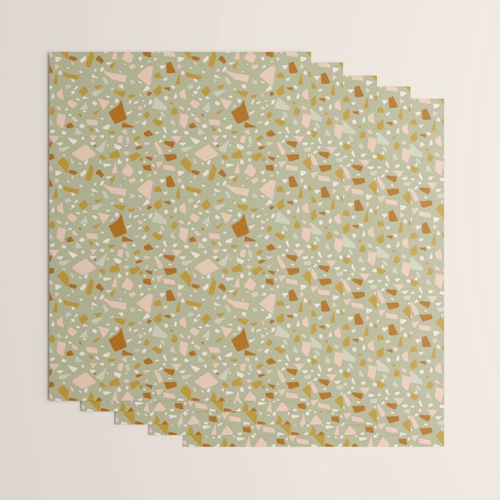 Mediterranean Terrazzo Mosaic Sage Peach Gold  Wrapping Paper Gallery Image 3