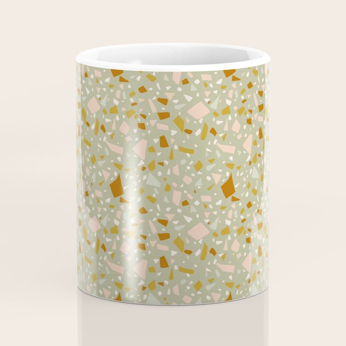 Mediterranean Terrazzo Mosaic Sage Peach Gold  Coffee Mug Gallery Image 4