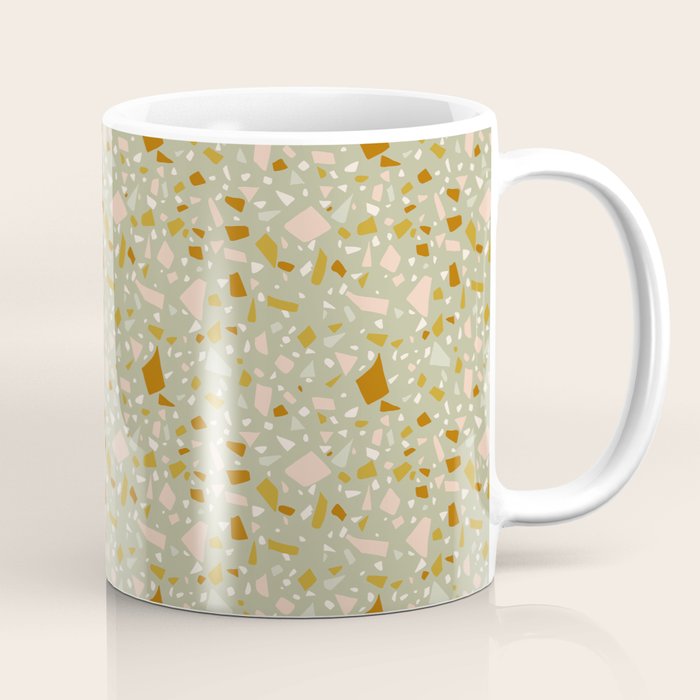 Mediterranean Terrazzo Mosaic Sage Peach Gold  Coffee Mug Gallery Image 1
