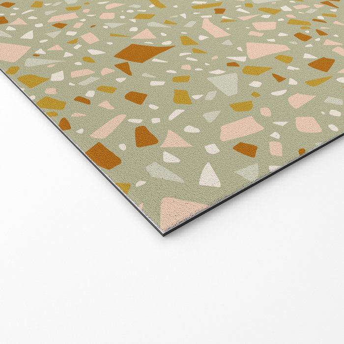 Mediterranean Terrazzo Mosaic Sage Peach Gold  Welcome Mat Gallery Image 2