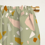 Mediterranean Terrazzo Mosaic Sage Peach Gold  Window Curtain Gallery Image 2