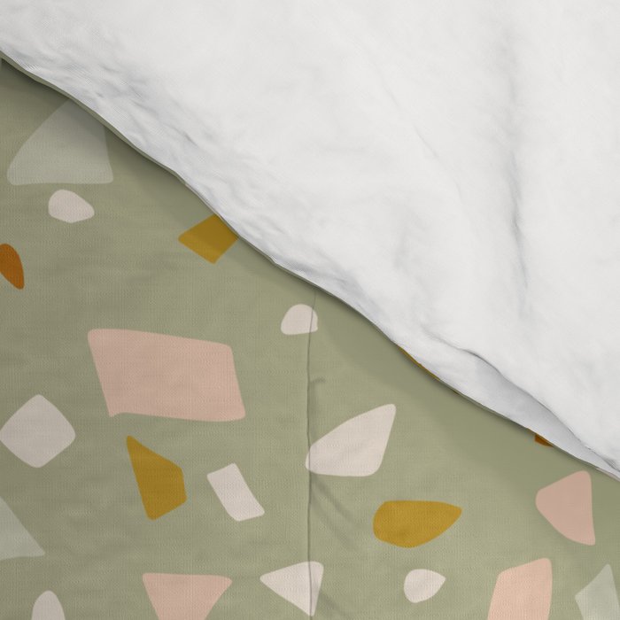 Mediterranean Terrazzo Mosaic Sage Peach Gold  Comforter Gallery Image 4