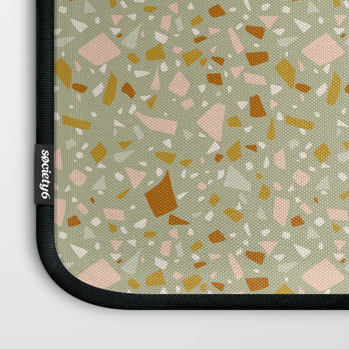Mediterranean Terrazzo Mosaic Sage Peach Gold  Laptop Sleeve Gallery Image 3