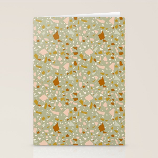 Mediterranean Terrazzo Mosaic Sage Peach Gold  Stationery Card Gallery Image 2