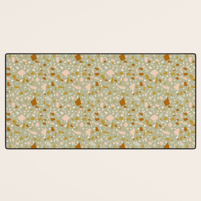 Mediterranean Terrazzo Mosaic Sage Peach Gold  Desk Mat Gallery Image 3