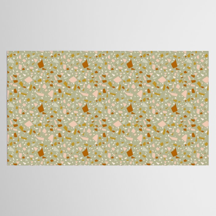 Mediterranean Terrazzo Mosaic Sage Peach Gold  Tablecloth Gallery Image 2