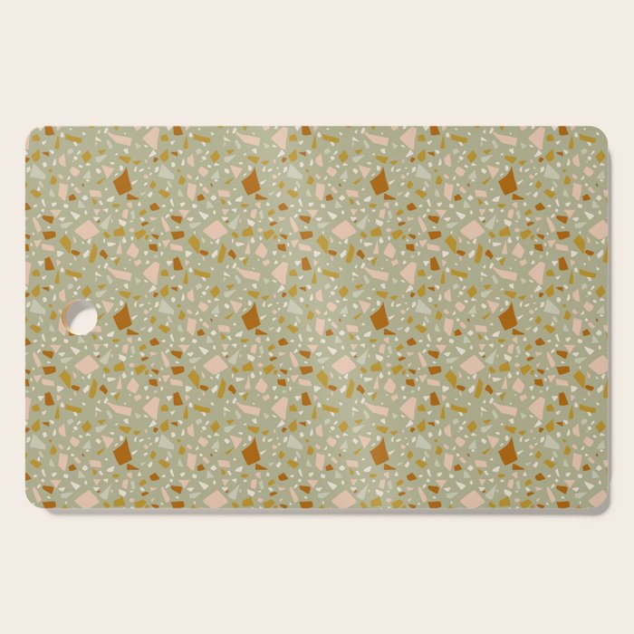 Mediterranean Terrazzo Mosaic Sage Peach Gold  Cutting Board Gallery Image 1