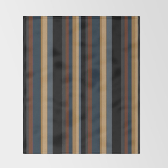 Classic Stripes V - Dark Vintage  Throw Blanket Gallery Image 2