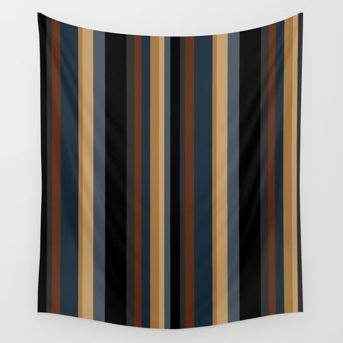 Classic Stripes V - Dark Vintage  Wall Tapestry Gallery Image 4