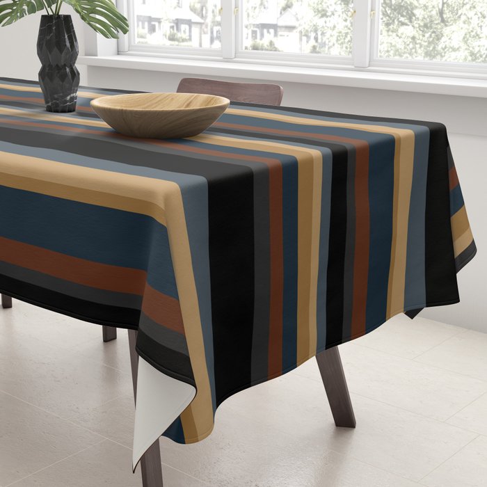 Classic Stripes V - Dark Vintage  Tablecloth Gallery Image 3