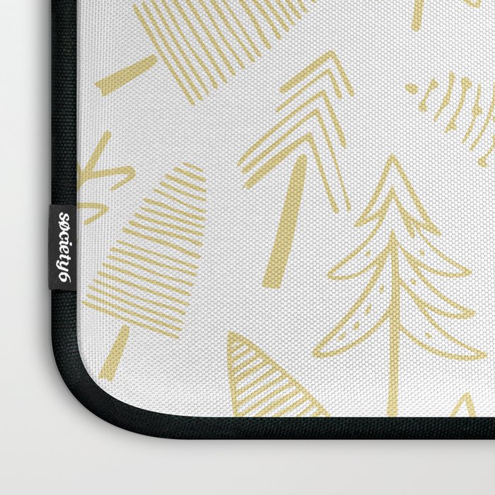 Goldd christmas pine tree doodle pattern Laptop Sleeve Gallery Image 3