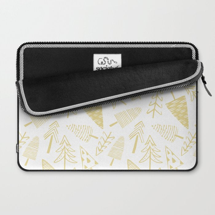 Goldd christmas pine tree doodle pattern Laptop Sleeve Gallery Image 2