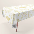 Goldd christmas pine tree doodle pattern Tablecloth Gallery Image 1