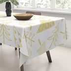 Goldd christmas pine tree doodle pattern Tablecloth Gallery Image 3