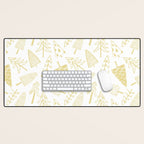 Goldd christmas pine tree doodle pattern Desk Mat Gallery Image 1