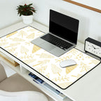 Goldd christmas pine tree doodle pattern Desk Mat Gallery Image 2