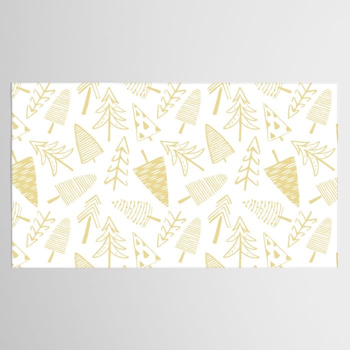 Goldd christmas pine tree doodle pattern Tablecloth Gallery Image 2