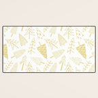 Goldd christmas pine tree doodle pattern Desk Mat Gallery Image 3