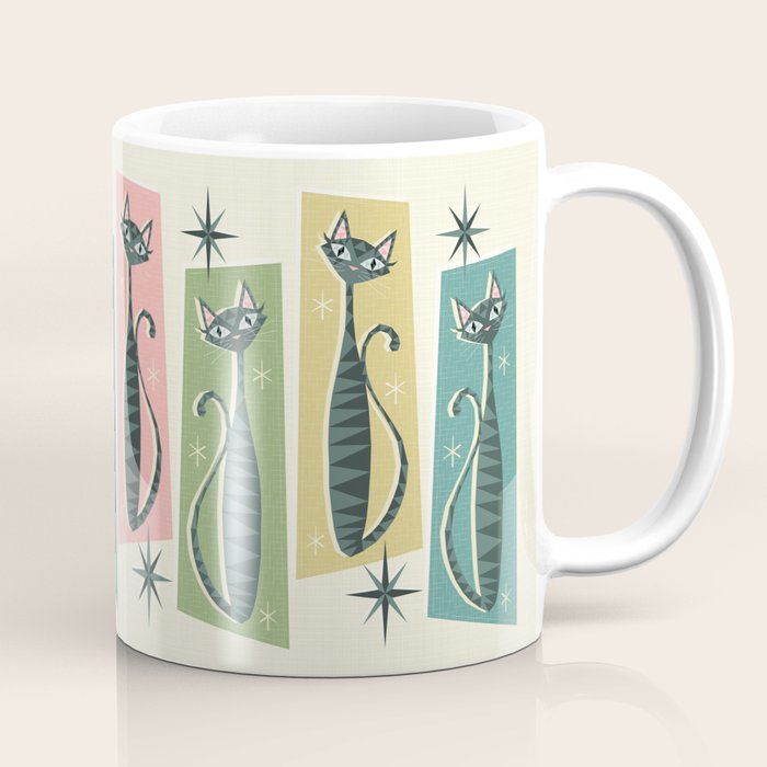 Retro Patchwork Tabbies ©studioxtine Coffee Mug Gallery Image 1