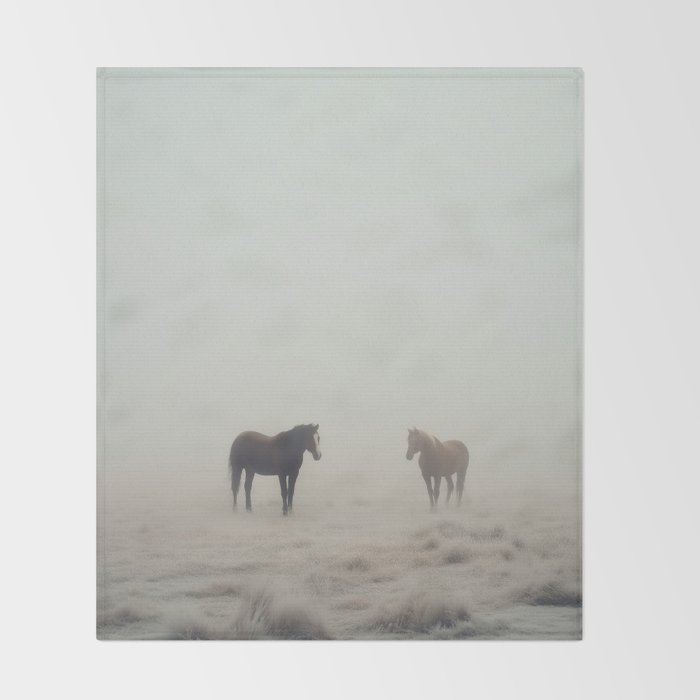 Horses in the Mist I Throw Blanket Gallery Image 2