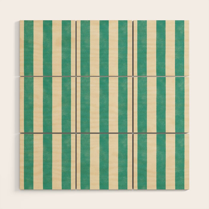 Cabana Stripe - teal and cream Wood Wall Art Gallery Image 1