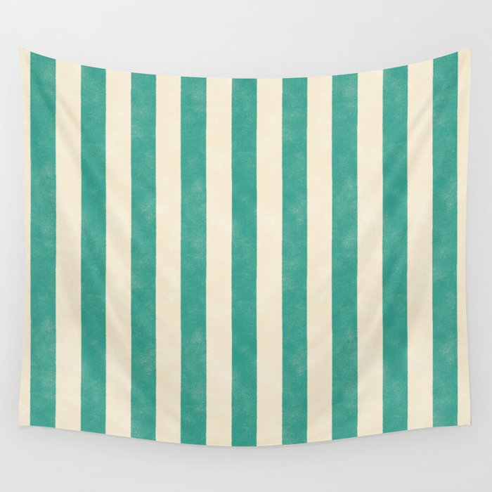 Cabana Stripe - teal and cream Wall Tapestry Gallery Image 1